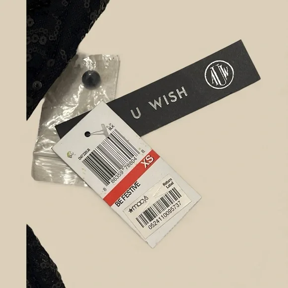 NWT As U Wish Sparkling Black Mini Dress - Picture 4 of 7